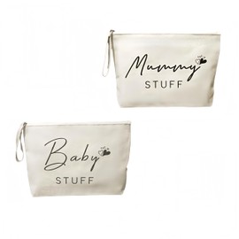 BAIWANLHC Mum to Be Gifts, Baby Shower Present for Pregnant Women, Cosmetic Bag, Canvas Pouch Bags with Zipper for Pregnant Women New Mom Gifts (White, 2PCS)