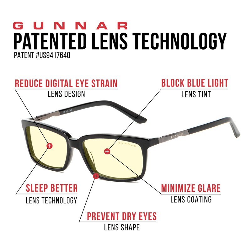 GUNNAR Computer Readers+2.00 - Haus Onyx Amber Lens - Blue