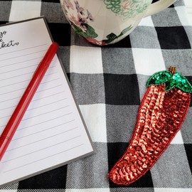 Expo International Mr. Chilli Pepper Sequin Patch Applique, Red