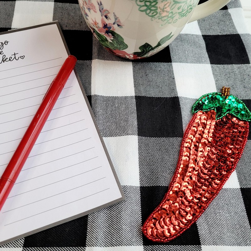 Expo International Mr. Chilli Pepper Sequin Patch Applique, Red