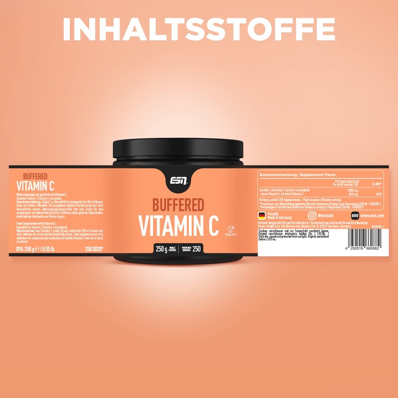 ESN Buffered Vitamin C, 250 g Powder, High Dose