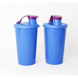 Tupperware Drinking Cup Blue/Purple with Lid Leak-Proof 2x 330 ml + Ballpoint Pen Metallic Orange