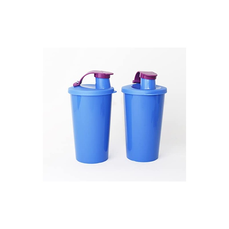 Tupperware Drinking Cup Blue/Purple with Lid Leak-Proof 2x 330 ml