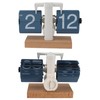 Flip Desk Clock Auto Mechanical Flip 12H AM PM Wood