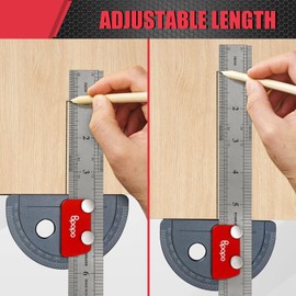 Upgrade Stainless Steel Angle Protractor– Precision 0°-180°Angle Finder for Marking Angle,Straight Line Scribe, Woodworking Angle Measuring Tools, Ruler Included