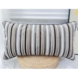 PANOD Modern Long Lumbar Throw Pillow Cover 12 x 24,Luxury Soft Velvet Pile Long Lumbar Throw Pillow for Bed Sofa Couch Livingroom Farmhouse,Black and White Decorative Boho Long Lumbar Pillow Case