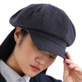 UNDERCONTROL Gorra de caza unisex de algodón con punto de rayas vintage, tamaño clásico, color azul marino, Azul marino/flor y brillo, Medium-Large