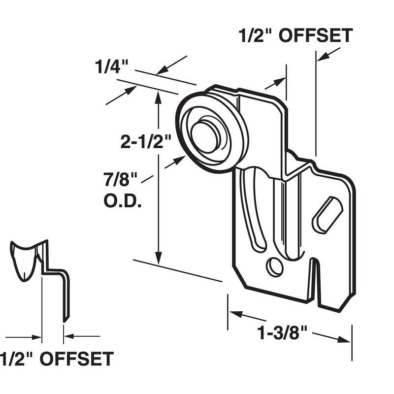 Prime-Line MP6501 Closet Door Roller with 1/2 In. Offset and