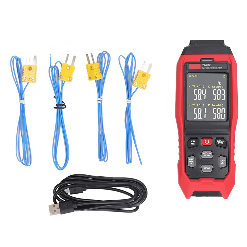 K Type Thermocouple Thermometer 4 Channel Accurate Measurement Digital Contact