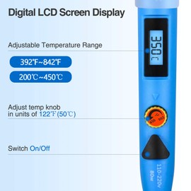 Electronics Soldering Iron Kit, 80W LCD Digital Soldering Gun with Adjustable Temperature Controlled and Fast Heating Ceramic Thermostatic Design, ON-Off Switch 20pcs Solder Kit and Welding Tool