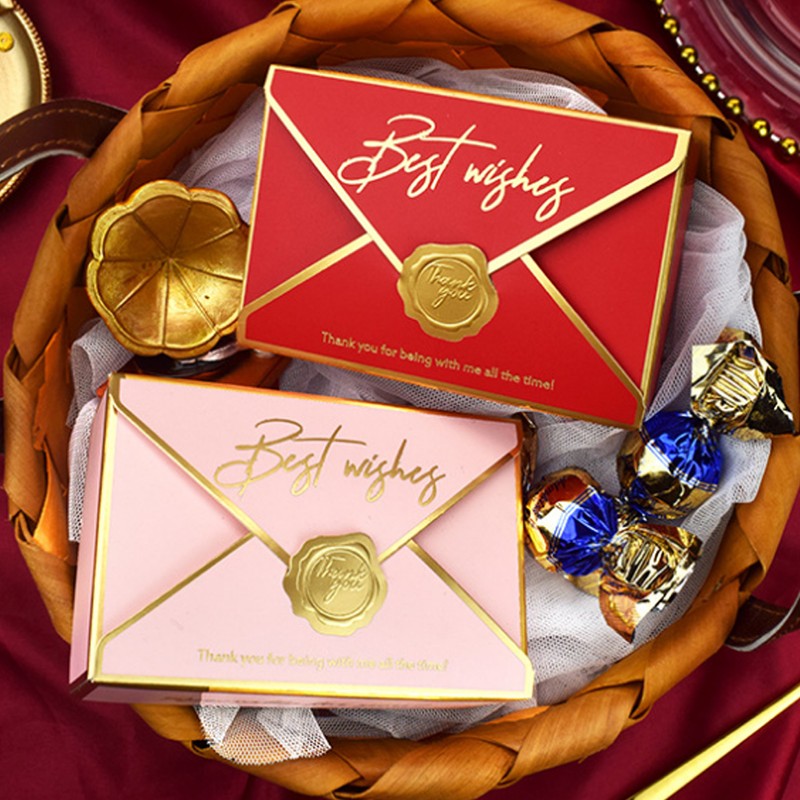 50Pcs Unique Envelope Shape Paper Candy Box Candy Holder Wedding