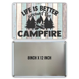 QIONGQI Funny Campsite Metal Tin Sign Wall Decor Farmhouse Rustic Camping Signs for Home Garage Men Cave Yard Decor Camper