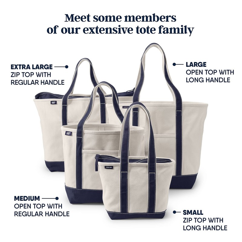 Lands' End Natural Open Top Canvas Tote Natural/beacon Blue Medium