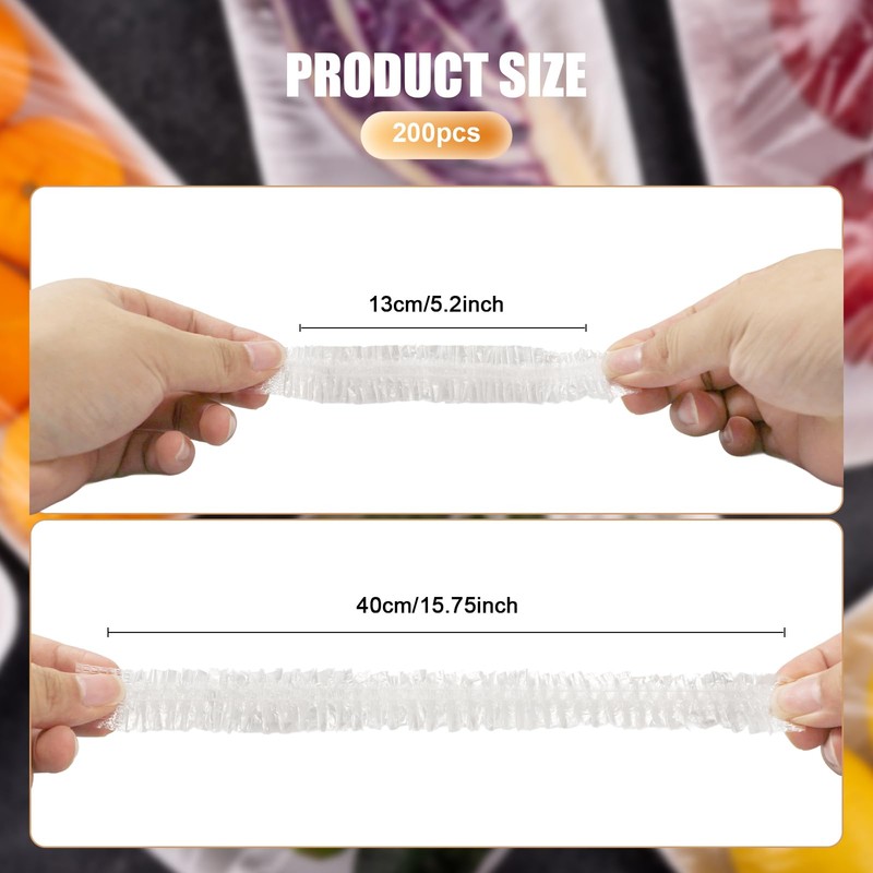 Bliceon 200 Pack White Stretch Food Covers, Elastic Plastic Bowl