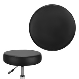 M METERXITY 1-Pack Bar Stool Covers Round, for 12-14 Inch Chair Waterproof PU Seat Covers with Elastic Bands for Bar Stool/Round Cushion [Black]