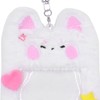 Fuzzy Plush Kpop Photocard Holder with Keychain, Cute Animals Photo