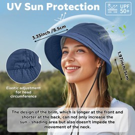 Sukeen Lightweight Bucket Hat for Women Quick-Dry Hiking Hat Packable Foldable UV Sun Hat for Outdoor Activities Navy Blue