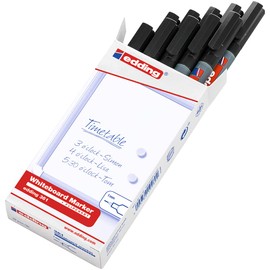 edding 361 whiteboard marker - black - 10 whiteboard pens - round tip 1 mm - whiteboard pen dry wipe - for whiteboards, flipcharts, pinboards, magnetic and memo boards - sketchnotes - refillable