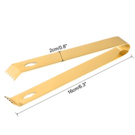 HARFINGTON Stainless Steel Ice Tong, 6.3" x 0.8" Mini Serving Tongs Sugar Tongs for Ice Bucket Cube Sugar Cube Bar Coffee Bar Kitchen, Gold