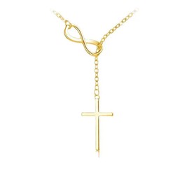 StyleJella Gold Cross Necklaces for Women - Infinity Dainty Non Tarnish Simple Y 14k Gold Plated Pendant Necklace for Women,Trendy Minimalist Golden Chain Cross Charm Necklace Waterproof Jewelry