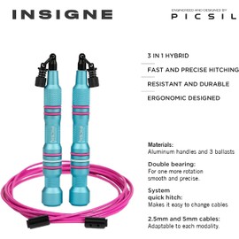 Picsil Comba Insigne, Cuerda Para Saltar Versátil en 3 Modalidades, Comba Rápida, Lastrada o Crossover, Adaptable a Cualquier Tipo de Entrenamiento Desde Velocidad Hasta Trabajos de Fuerza