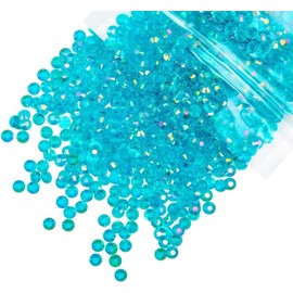 qiipii 2700PCS 4mm Transparent Teal Blue AB Resin Rhinestones Clear Turquoise Blue Flatback Jelly Stones Bulk SS16 Diamonds Gems Charms for Nails Face Eyes Makeup Tumblers Crafts Decor Clothes Shoes