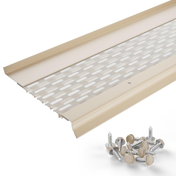 Waterlock Micromesh 6 inch Gutter Guards Leaf Protection,25 Feet Eggshell,