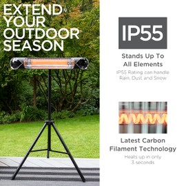 Briza Infrared Electric Patio Heater - Indoor/Outdoor Heater - Portable Wall/Garage Heater - 1500W - use with Stand - Mount to Ceiling/Wall)