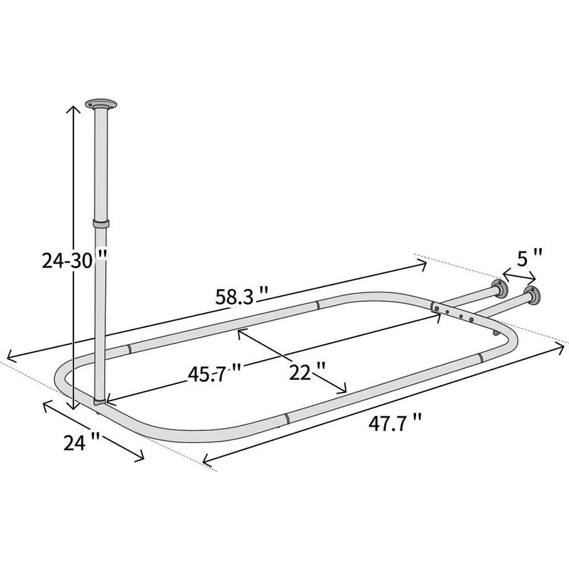 PrettyHome Shower Curtain Rod Hoop Square Shape Bathroom Heavy Duty