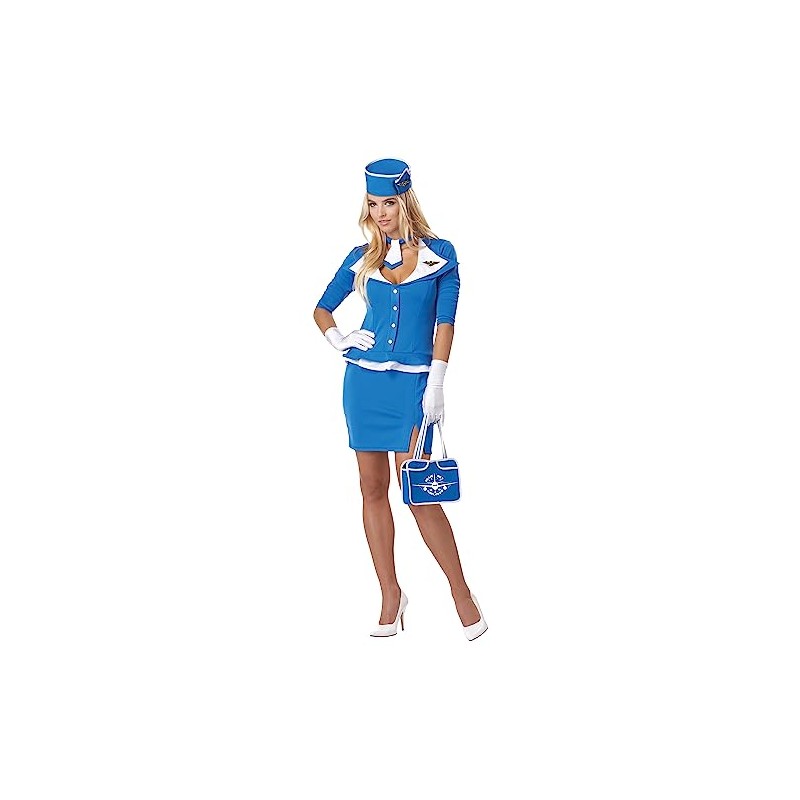 California Costumes Women's Retro Stewardess Adult, Blue, Large