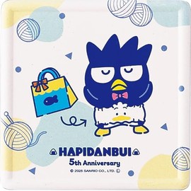 Sanrio Characters SAN174-346 Hatanbui 5th Anniversary Absorbent Coaster, Approx. 3.5 x 3.5 x 0.4 inches (9 x 9 x 1 cm), Bad Batsumaru, Miscellaneous Goods, Tableware, Made in Japan, White