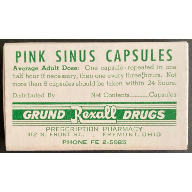 Grund Pink Sinus Capsule Slide Drawer Box - Rexall Drugstore,