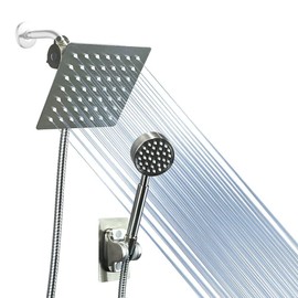 LOHNER 6 inch Shower Head with handheld, High Pressure 6" Rainfall Stainless Steel