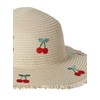 VERTBAUDET Girls Paper Straw Embroidered Cherry Hat, Off-white