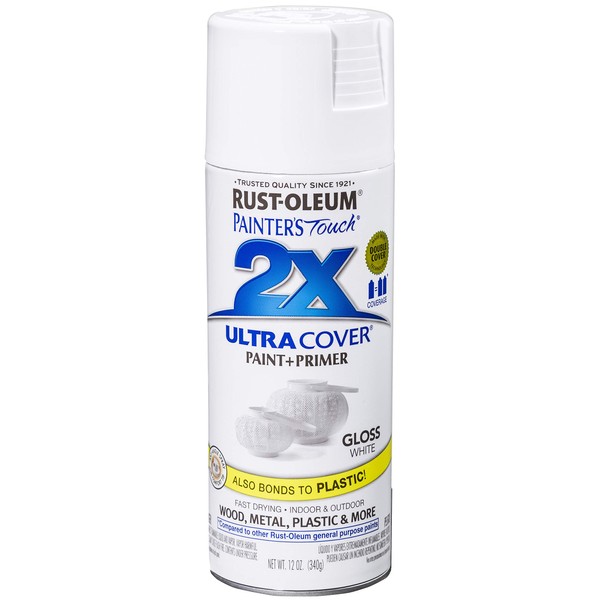 Rust-Oleum 249090 Painter's Touch 2X Ultra Cover Spray Paint, 12 oz, Gloss White