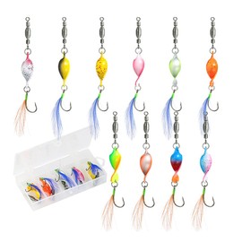 KINHARD Stück Spoons Forelle, Spiralform Angelköder Set, mit Federn Angelköder, Bunt Kunstköder Set, 360° Drehbar Fischköder, für Süß und Meerwasserfische