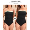 Black Color Block Bandeau Tankini Swimsuits for Women - Two