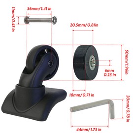 Bestookits Replacement Luggage Wheels 50x18mm Suitcase Wheels Repair Repair Set Wear-Resistant Trolley Casters for Trolley Bag, Inline Skate and Caster Board ﻿