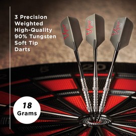 Viper V-Factor 90% Tungsten Soft Tip Darts with Storage/Travel Case, Ringed, 18 Grams