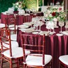 6 Packs Satin Tablecloth 120 inch Burgundy Round Tablecloths, Overlay