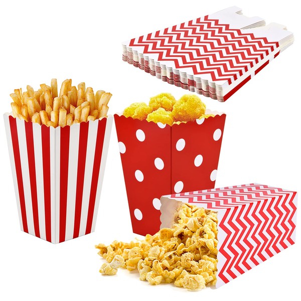 18Pcs Popcorn Boxes, Small Paper Box, Favours Gift Box, Mini Paper Candy Containers for Movie Nights, Carnival, Parties, Theater& Parties