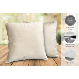 BEAUTEX Lea Velvet Cushion Covers, Set of 2, Premium Cushion Covers, Sofa and Decorative Cushions, Choice of Size and Colour (Natural, 50 x 50 cm)