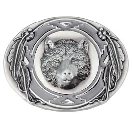 Longcreek Bear Belt Buckle for Men, Norse Viking Bear Head Belt Buckle, Punk Bear Animal Oval Belt Buckle, Leaf Bear Western Cowboy Belt Buckle, Best Man Belt Buckle, Silver Wedding Belt Buckle Gifts