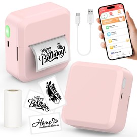 HUIJUTCHEN Portable Bluetooth Label Maker Machine with 30x50 mm Tape, Compact & Wireless Mini Label Printer Thermal Label Maker for Home, Office, Kitchen, Compatible with iOS & Android, Pink
