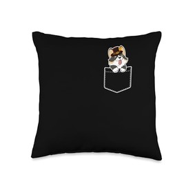 Thanksgiving Shirt Pilgrim Costume Turkey Meat Pocket Pilgrim Welsh Corgi Dog Lover Cute Thanksgiving Day Throw Pillow, 16x16, Multicolor