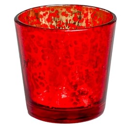 IHI Est. 1986 Decorative Votive Tealight Candle Holder, 2.5 Inch Mercury Glass, Red