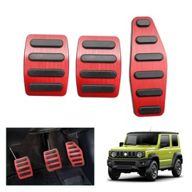 GAFAT 2018-2024 2025 Suzuki Jimny JB64 JB74 MT Accelerator Pedal Brake Pedal Footrest Footrests, Jimny 2023 Pedal Caps Cover, Suzuki Jimny Accessories [Manual Transmission] (Red)