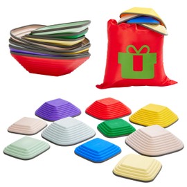 safisipapa 10PCS Stepping Stones for Kids, Durable & Wear-Resistant Toddler Stepping Stones in Cute Rinbow Colors, Perfect Kids Stepping Stones for Play & Balance Fun