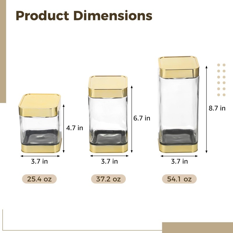 DORMIYA 3 Pcs Glass Storage Jars with Lids, Kitchen Canister