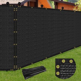 phepetroll 6 x 50FT Privacy Screen Fence Black Heavy Duty Mesh Fencing Shade Net Cover with Reinforced Bindings 100 Straps for Outdoor Chain Link Fence Patio Wall Garden Backyard Pool, Black